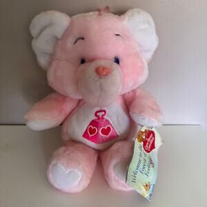 Care Bears Cousins Lotsa Heart Pink Elephant Stuffed Animal Plush Vintage Kenner